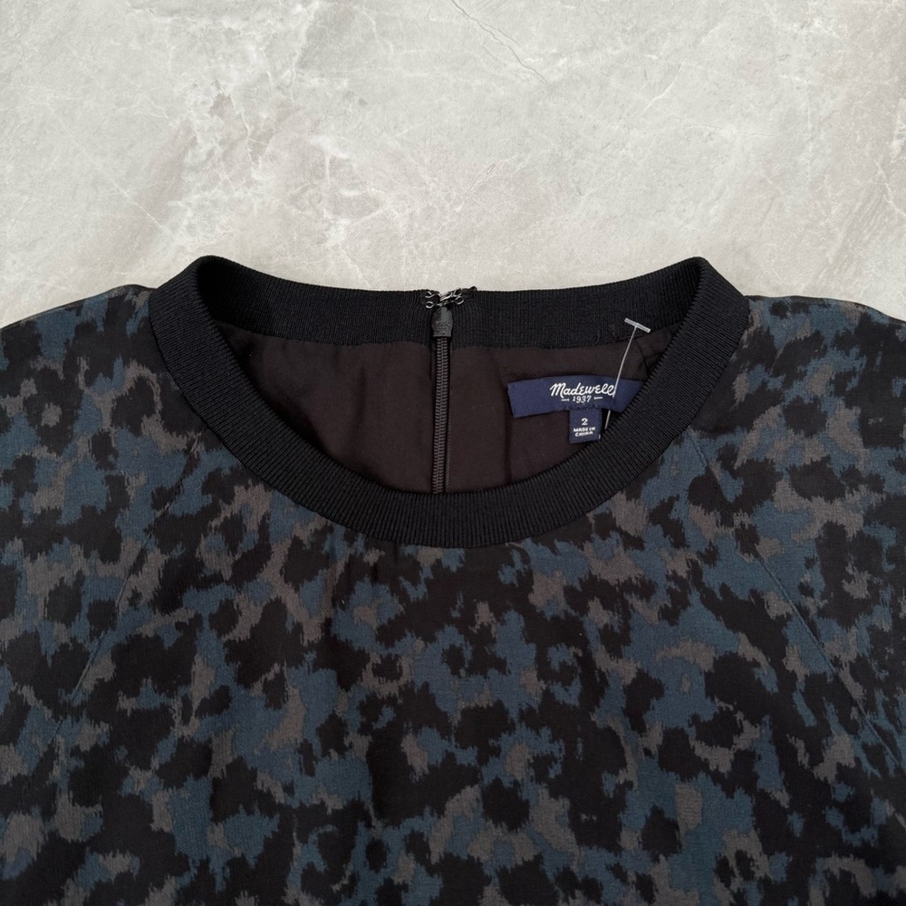 NWOT Women’s Madewell Radiant Dress Inkspot Leopard Print Tiered Dress Size 2 - Picture 7 of 16